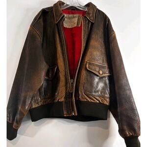GREAT AMERICAN PILOT LEATHER JACKET MEN LARGE BROWN 96570-1000